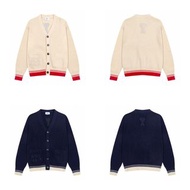 AMI Paris 2025秋冬新品編織ADC條紋撞色愛心文字徽標羊針織毛衣開衫外套男女同款