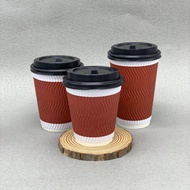Ready Stock Corrugated Cup Thickened Disposable Coffee Packaging Takeaway Beverage Packaging Cup Pri