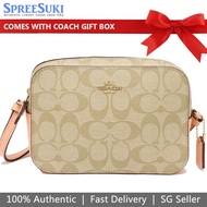 Coach Handbag In Gift Box Crossbody Bag Signature Mini Camera Bag Light Khaki Faded Blush # 91677