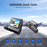 Dash Cam Dual Channel Dash Cam 2.4 Inch Screen 1080P G-Sensor Super Night Vision AZDOME V600