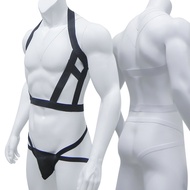 1 set Men Elastic Muscle Body Chest Harnness Bondage Costume + G string Underwear