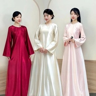Renovated Ao Dai with Clear Collar and Beaded Glossy Satin Silk with 2 Down-Sleeves