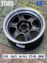 ล้อแม็ก ขอบ15 TORQ D1S 15X7.5 5H114.3 ET+20 BKM🇹🇭ราคาโปร1วง✅แถมจุ๊บลมยาง😍 มีรับประกันนาน3ปี✅❤️