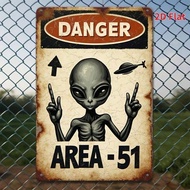 CIFbuy Area 51 Alien Metal Sign Black White Wall Art Vintage Garage Man Cave Outdoor Decor