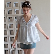 Eggka ruffled V-neck shirt