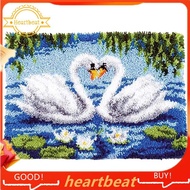[Hot-Sale] Latch Hook Kit, DIY Crochet Yarn Kits, 20.4 x 14.9 Inch Swan Lovers Rug Making Crafts for
