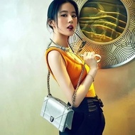 Dior diorma 盾牌包 藤格紋經典款 霧霾藍色小牛皮銀扣24.5*16*5  98新配件塵袋