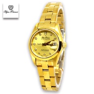 Velashop นาฬิกาข้อมือผู้หญิง OP (Olym Pianus) สายสแตนเลสแท้สีทอง หน้าปัดทอง รุ่น 8934LK-403E, 8934LK, 8934, OP8934, OP 8934LK