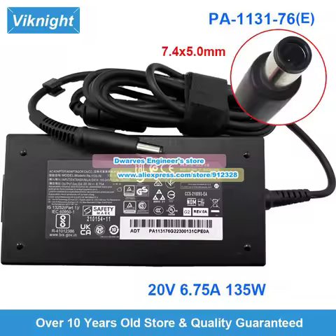 PA-1131-76E PA-1131-72 AC Adapter 20V 6.75A PA-1131-76 for Kensington SD5000T THUNDERBOLT 3 DOCK SD4