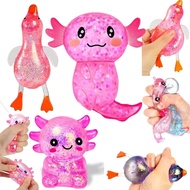 Bola Tekan Axolotl Squishy Fidget, Squishy Sensory Sugar SalamanderDuck Animal untuk Melegakan Tekan