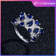 [Free gift box]Luxury sapphire ring PT950 silver-plated diamond ring