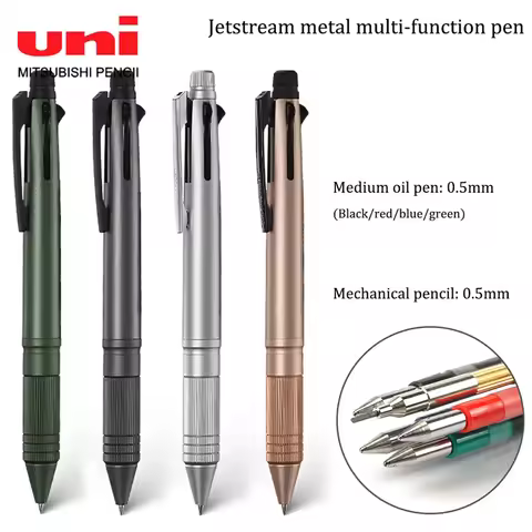 Japan UNI Jetstream Multifunction Pen 4+1 Metal Ballpoint Pen Quick-Drying Mechanical Pencil MSXE5-2