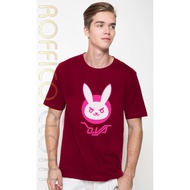 MERAH Maroon T-shirt with Dva Bunny Overwatch Logo