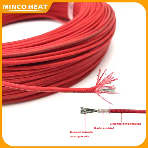 Minco Heat High Temperature Resistant Rubber Insulated Glass Fiber Braid Electrical Wire 10~100m 0.3
