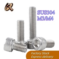Bolt 304 Stainless Steel Cup Head Hexagon Screw DIN912 Cylindrical Head Screw Extension Bolt M3/M4【m
