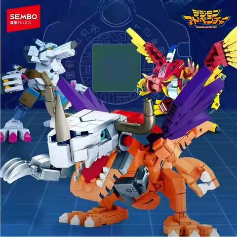 Sembo Block Digimon Series Building Blocks Battle Greymon Assembled Model Agumon Gabumon Ornaments Y