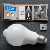 PIR Motion Sensor LED Bulb 12W E27 Auto ON/OFF Smart Light For Hallway Staircase Garage Lamp
