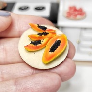 Realistic papaya, fruit board, fruit, papaya, dollhouse, 1 12 scale, 1 6 scale