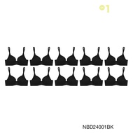 ( Set 10 ชิ้น ) Sabina Perfect Bra Level 1 เสื้อชั้นใน ไร้ตะเข็บ มีโครง รหัส NBD24001BK - สีดำ