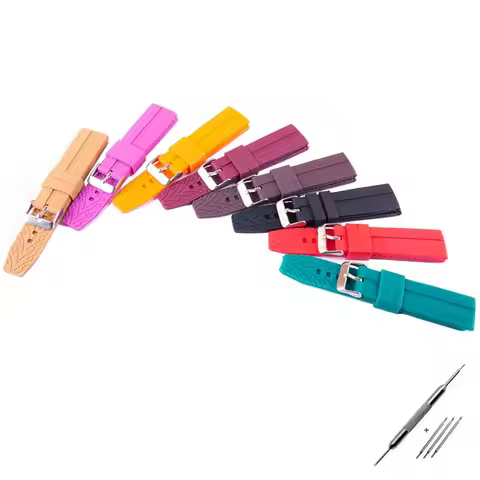 22mm rubber silicone strap Men's pin buckle Watch Accessories Outdoor Sports watch chain Compatible 