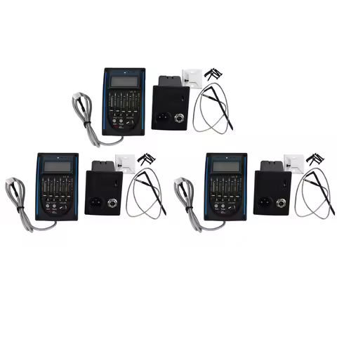 T22C 3X 5 Band EQ Equalizer Pickup, Acoustic Guitar Preamplifier Tuner With LCD Tuner And Volume Con