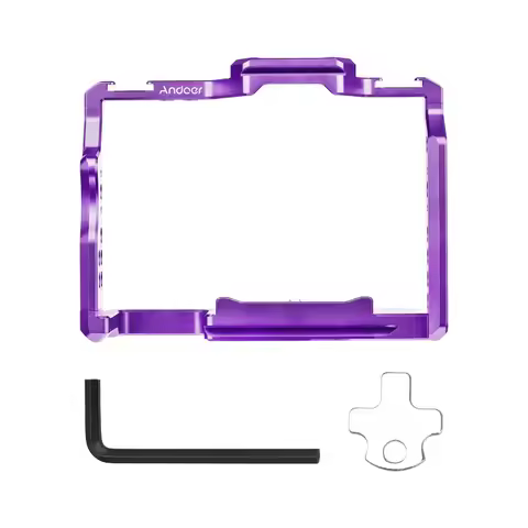 Andoer Camera Cage Aluminum Alloy Cage Cold Shoe Mounts 1/4 Inch Threads for Sony A7IV/ A7III/ A7II/