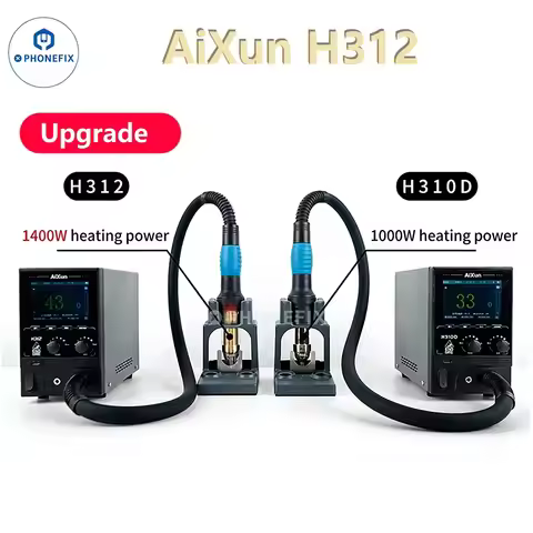 AiXun H312 1400W Heating Power Smart Hot Air Gun Networkable BGA Rework Station With Nozzles For Chi