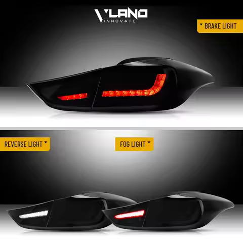 1Pair Smoked LED Tail Lights Assembly For 2011-2016 Hyundai Elantra Sedan Sequential Auto Headlights