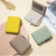 Genuine Leather RFID Short Wallets Card Holder Bag Portable Cowhide Small Zipper Money Coin Purse fo