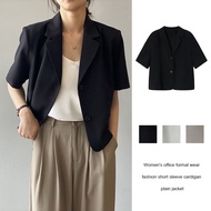 Blazer for Women Crop Top Office Formal Fashion Short Sleeve Cardigan Plain Jacket YES!