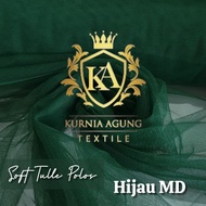 Kain Soft Tulle Tile Polos Premium warna HIJAU BOTOL EMERALD Bahan Kebaya Gamis Gaun Wedding Meteran