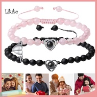LK Love Pendant Bracelet 2pcs/set Couple Bracelets with 100 Languages I Love Projection Adjustable B