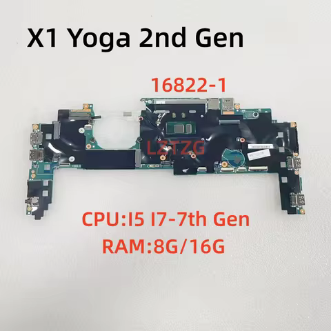 16822-1 For Lenovo ThinkPad X1 Yoga 2nd Gen Laptop Motherboard CPU I5 I7-7th Gen UMA 01AY900 100% Te