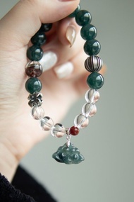 天然A貨危地馬拉翡翠+紅綠幽靈+S925手工銀