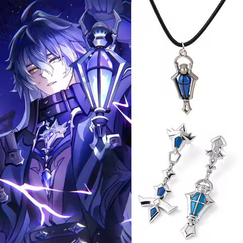 Game Genshin Impact Lightkeepers Flins Pendant Necklace Kyryll Chudomirovich Flins Earrings Cosplay 