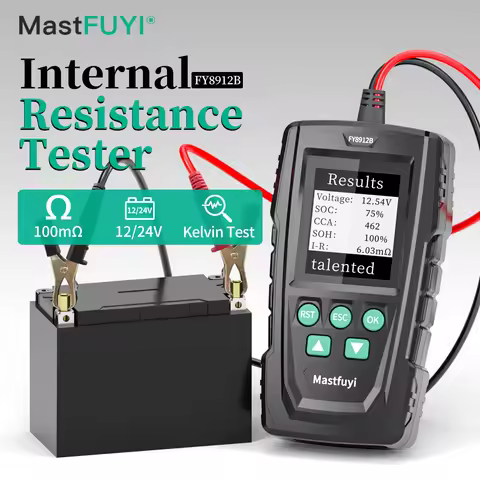 MASTFUYI FY8912B Battery Tester 12/24V AGM GEL Lead Acid Car Repair Tool 100-1700CCA Charging Cranki