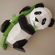 數位 DIY Paper Panda on bamboo, papercraft model, polygonal, DIGITAL TEMPLATE