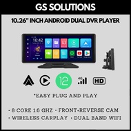 10.26" Inch 8 Core 4+64GB Android 12 Car DVR 5G WiFi Wireless CarPlay Android Auto Dual Lens 1080P D