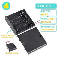 AA 4 Slot Battery Holder With Cover and On/Off Switch