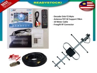 ( Ready Local Stock ) 2019 Mytv Full Complete Set ( Decoder Dvb T2 + Antenna TDT-5E + 10M Cable )