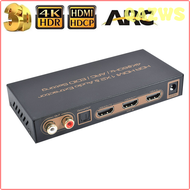 QAZWS 4K 60Hz HDMI Splitter with audio ARC out HDMI 2.0 Splitter 1 in 2 out with Audio extractor HDM