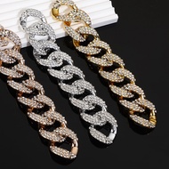 Full Diamond Cuban Chain with Diamond Thick Chain Chain Bag Shoulder Strap Bracelet Clothing Diamond