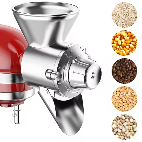 Metal Grain Mill Attachment for Kitchenaid Stand Mixer 9 Levels Grain Mill Flour Mill Fit for Non-Oi