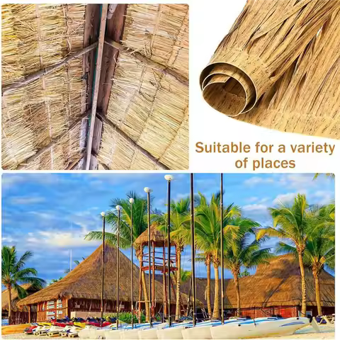 Thatch Roofing Artifical Grass Roll For Tiki Bar Mexican For Tiki Hut 6.56' X 20" 2Pcs Palm Thatch P
