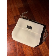 Chain Beige small bag perfect for handcarry able to fit wallet phone powerbank tissue made of leather preloved