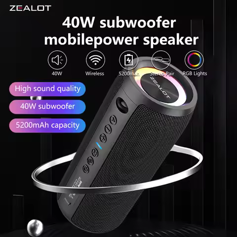 Zealot S51 Pro 40W Outdoor Portable Wireless Speaker,RGB Light Wireless Hifi Sound quality, Bass Boo