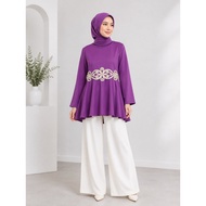Blaus Santai/ Long Sleeves Muslimah Blouse Patching Lace | |5925
