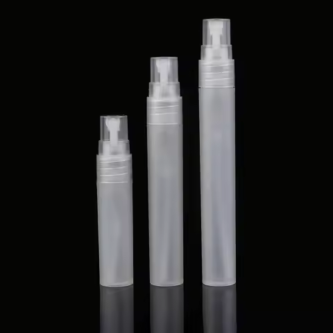 50pcs 100pcs 5ml 8ml 10ml Frosted Perfume Pen Plastic Spray Bottle Atomizers Clasp Refillable Small