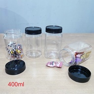 PET Round Square Container Cookies Jar with Cap Seal Bekas Balang Kuih Biskut Raya 400ml