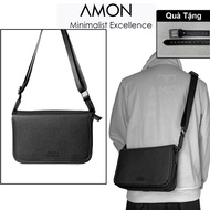 A68 AMON Crossbody Bag for Men and Women Thick PU Leather Vertical Form 2 Layers Full Cover Buckle w